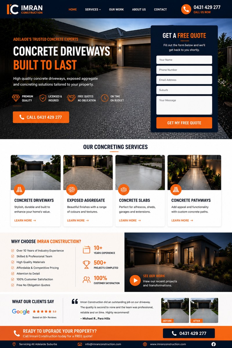 Imran Construction website design project